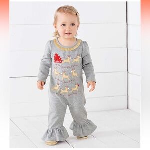 Mudpie Gray Reindeer Baby Onesie